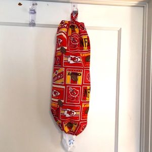 Hand Crafted bag holder from KC CHIEFS material